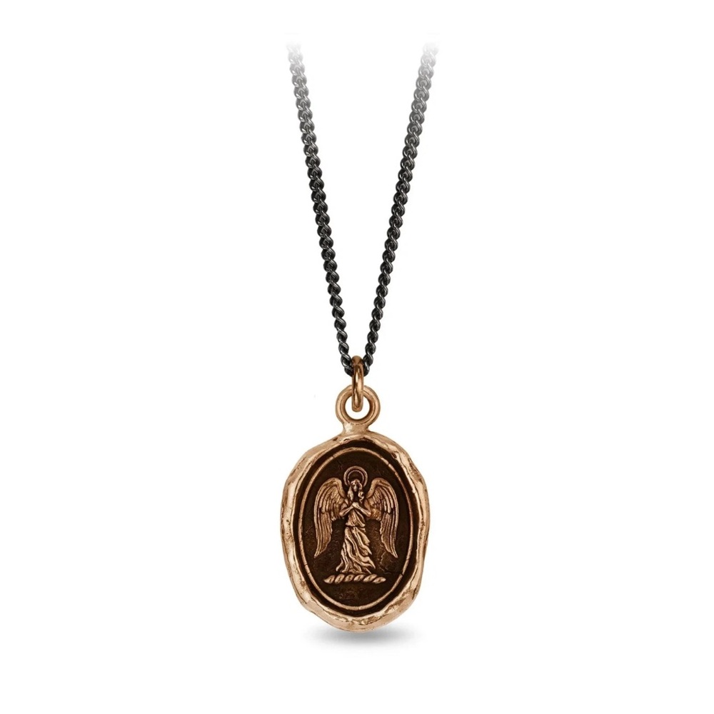 NEW $259 PYRRHA Guardian Angel Bronze Sterling Silver Necklace 18"